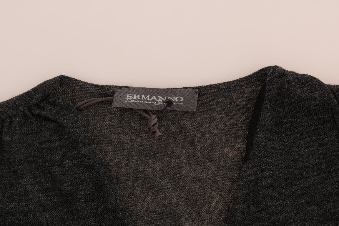 Ermanno Scervino Gray Wool Lace Top Long Sleeved T-shirt - Whispers Of Wisdom Clothing