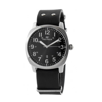 Folli Follie Black Leather Dress Watch