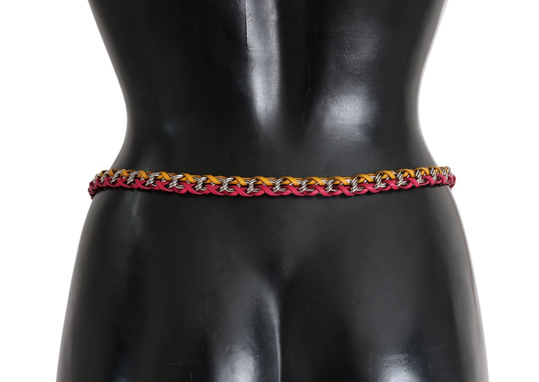 Dolce & Gabbana Red Yellow Leather Crystal Belt - Whispers Of Wisdom Clothing