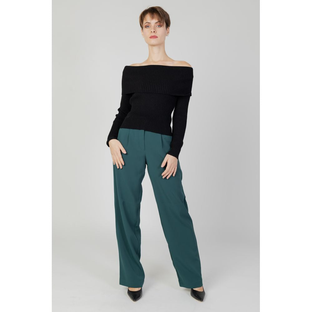 Vila Clothes Green Recycled Polyester Pant