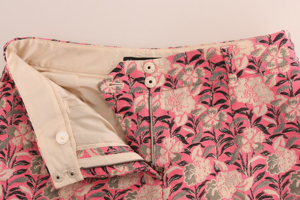 Dolce & Gabbana Pink Floral Brocade Capri Pants - Whispers Of Wisdom Clothing