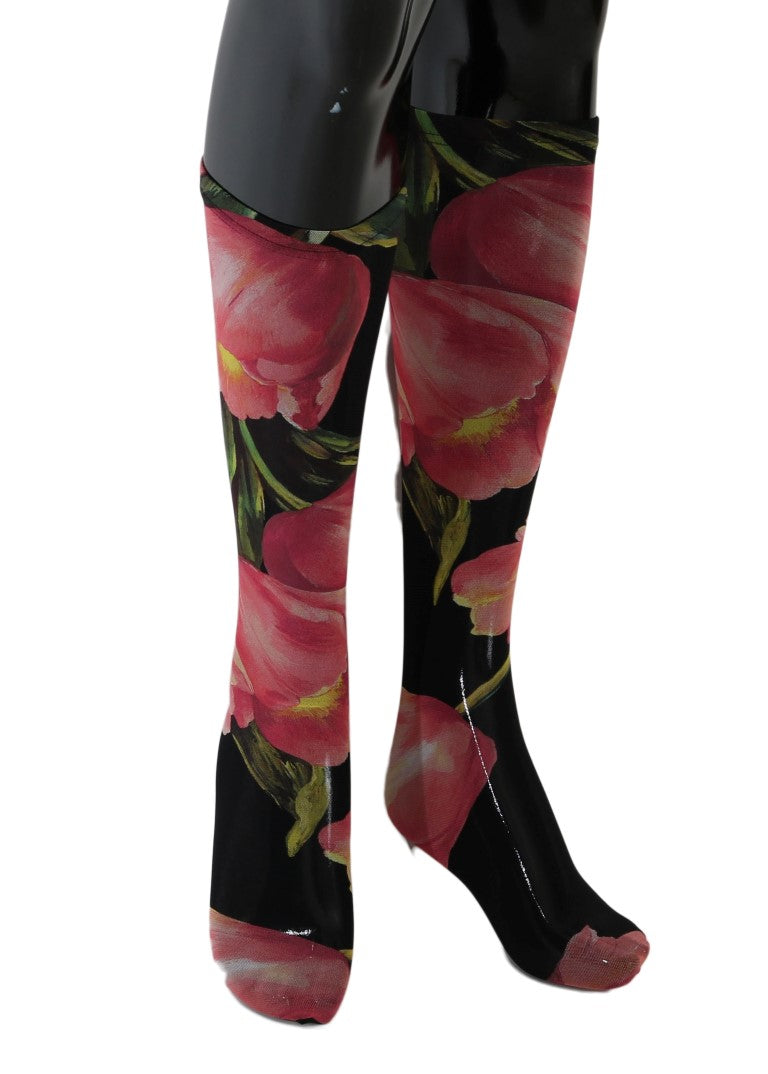 Dolce & Gabbana Multicolor Floral Tulip Nylon Socks - Whispers Of Wisdom Clothing