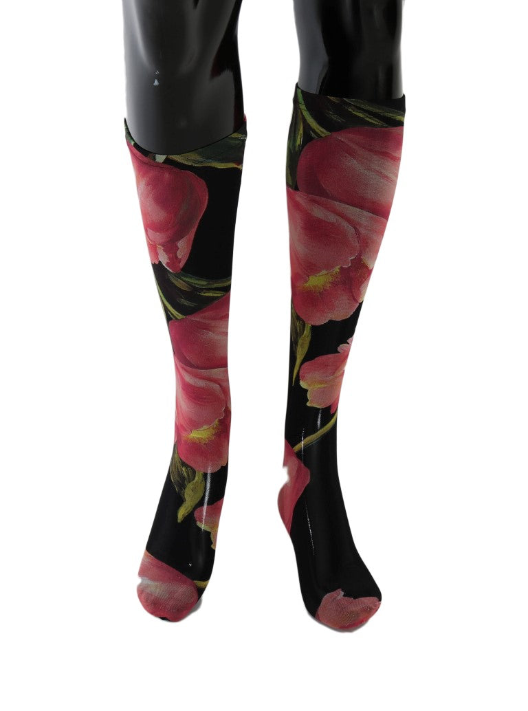 Dolce & Gabbana Multicolor Floral Tulip Nylon Socks - Whispers Of Wisdom Clothing