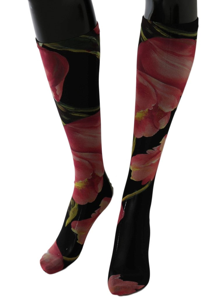 Dolce & Gabbana Multicolor Floral Tulip Nylon Socks - Whispers Of Wisdom Clothing