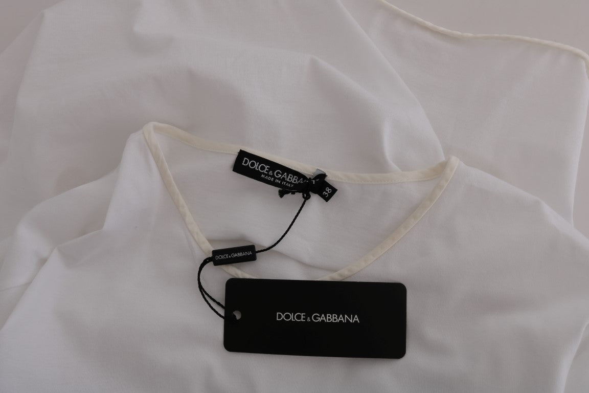 Dolce & Gabbana White Cotton Silk T-Shirt - Whispers Of Wisdom Clothing