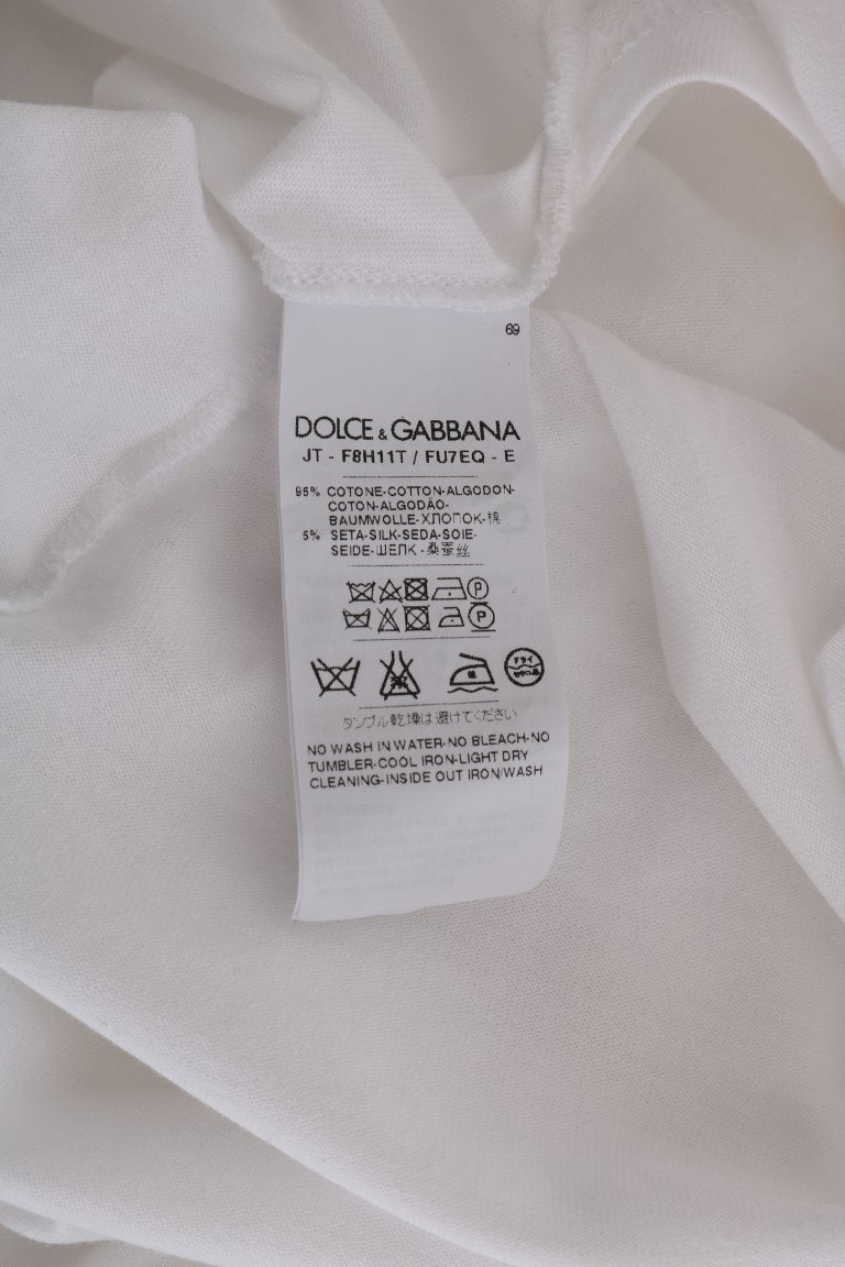 Dolce & Gabbana White Cotton Silk T-Shirt - Whispers Of Wisdom Clothing