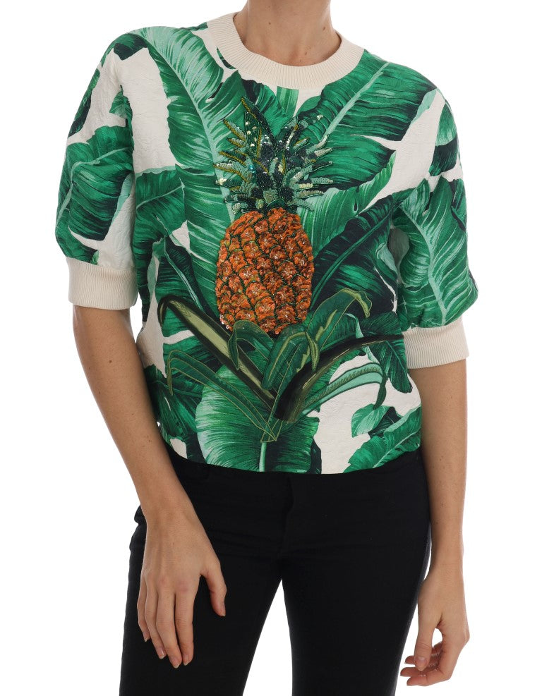 Dolce & Gabbana Pineapple Banana Sequins Crewneck Sweater - Whispers Of Wisdom Clothing