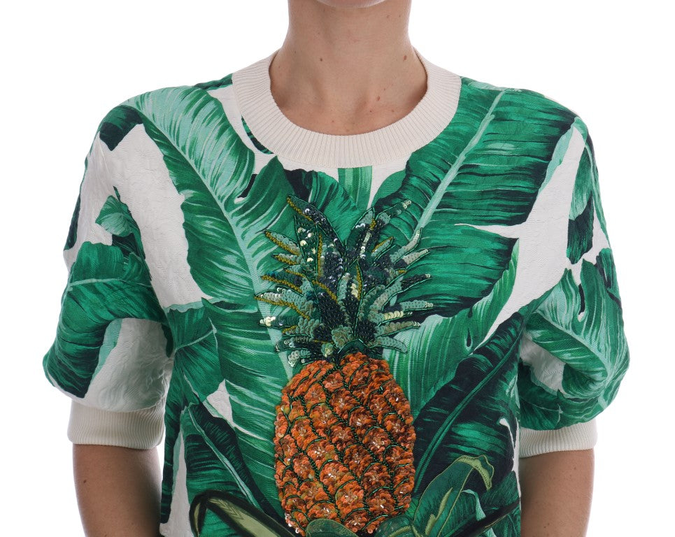 Dolce & Gabbana Pineapple Banana Sequins Crewneck Sweater - Whispers Of Wisdom Clothing