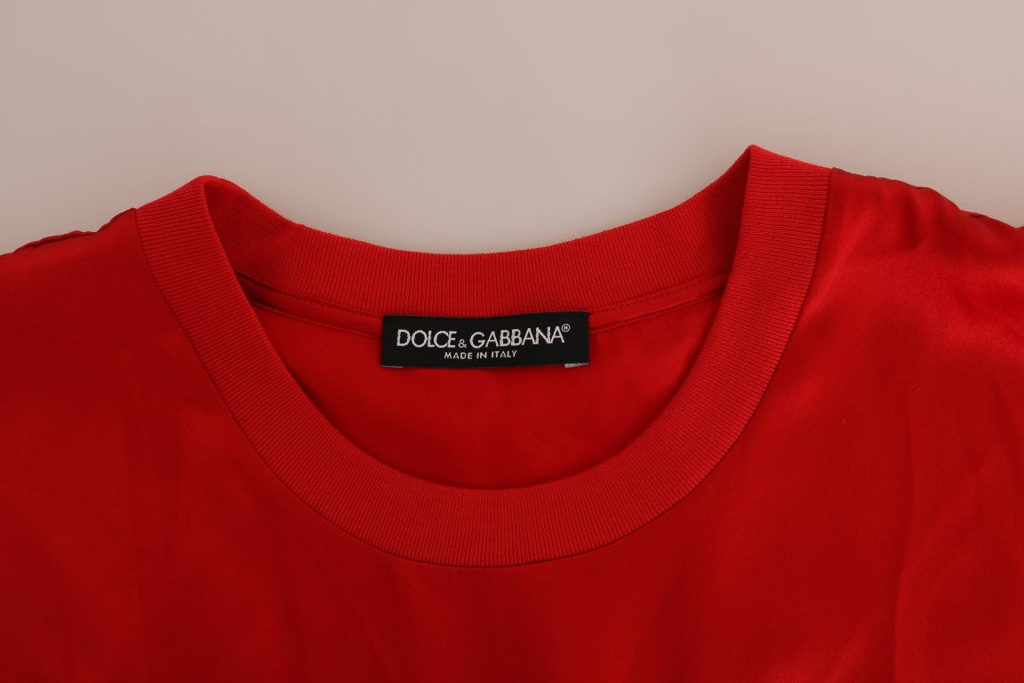 Dolce & Gabbana Red Silk Orange Vase Crystal Top - Whispers Of Wisdom Clothing