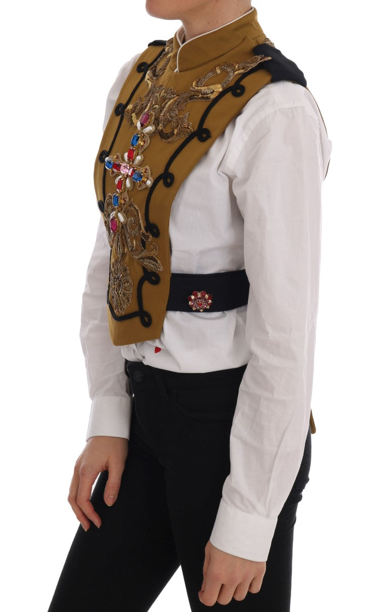 Dolce & Gabbana Yellow Crystal Cross Vest Jacket - Whispers Of Wisdom Clothing