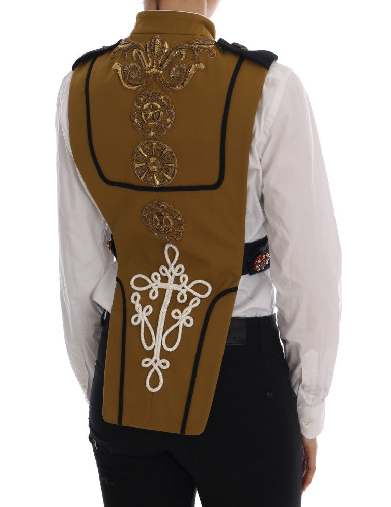 Dolce & Gabbana Yellow Crystal Cross Vest Jacket - Whispers Of Wisdom Clothing