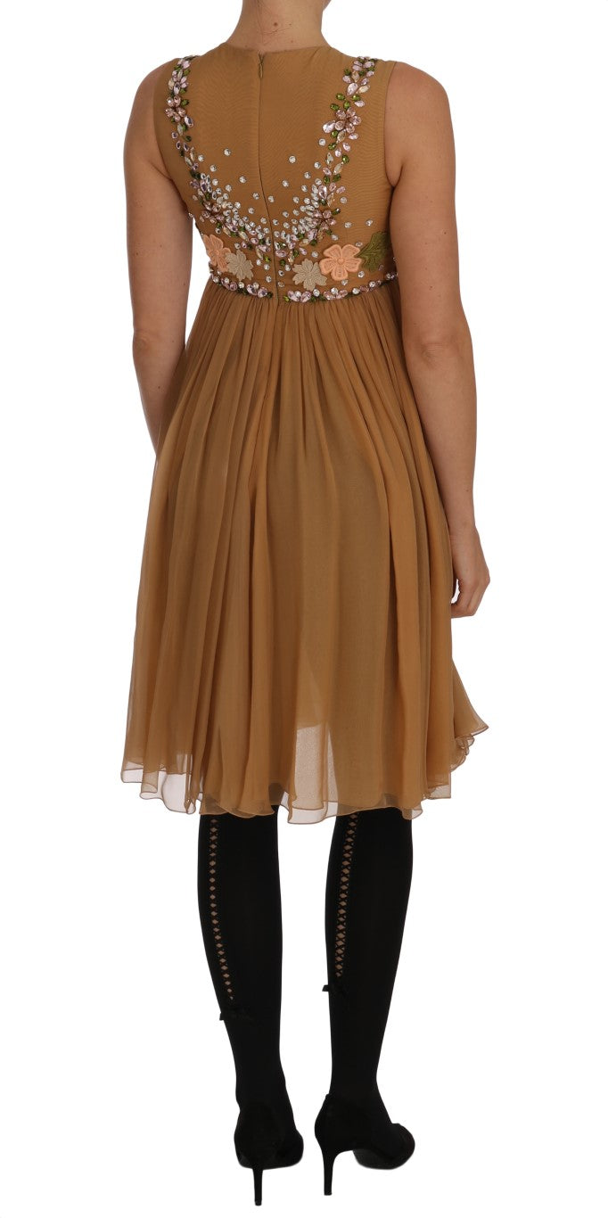 Dolce & Gabbana Crystal Silk Gold A-Line Gown Dress - Whispers Of Wisdom Clothing