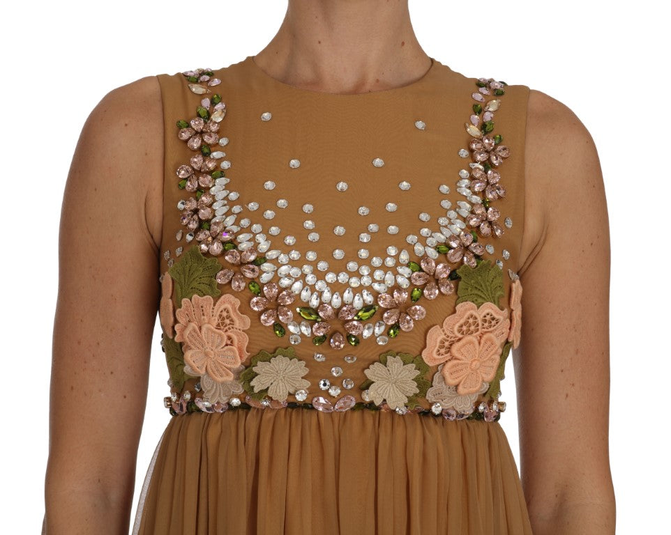 Dolce & Gabbana Crystal Silk Gold A-Line Gown Dress - Whispers Of Wisdom Clothing