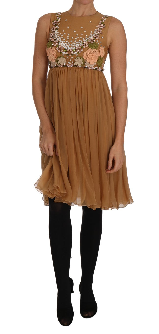Dolce & Gabbana Crystal Silk Gold A-Line Gown Dress - Whispers Of Wisdom Clothing
