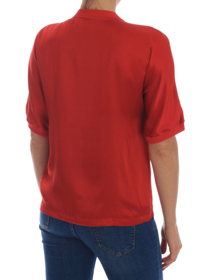 Dolce & Gabbana Red Silk Oranges Floral Crystal Blouse - Whispers Of Wisdom Clothing