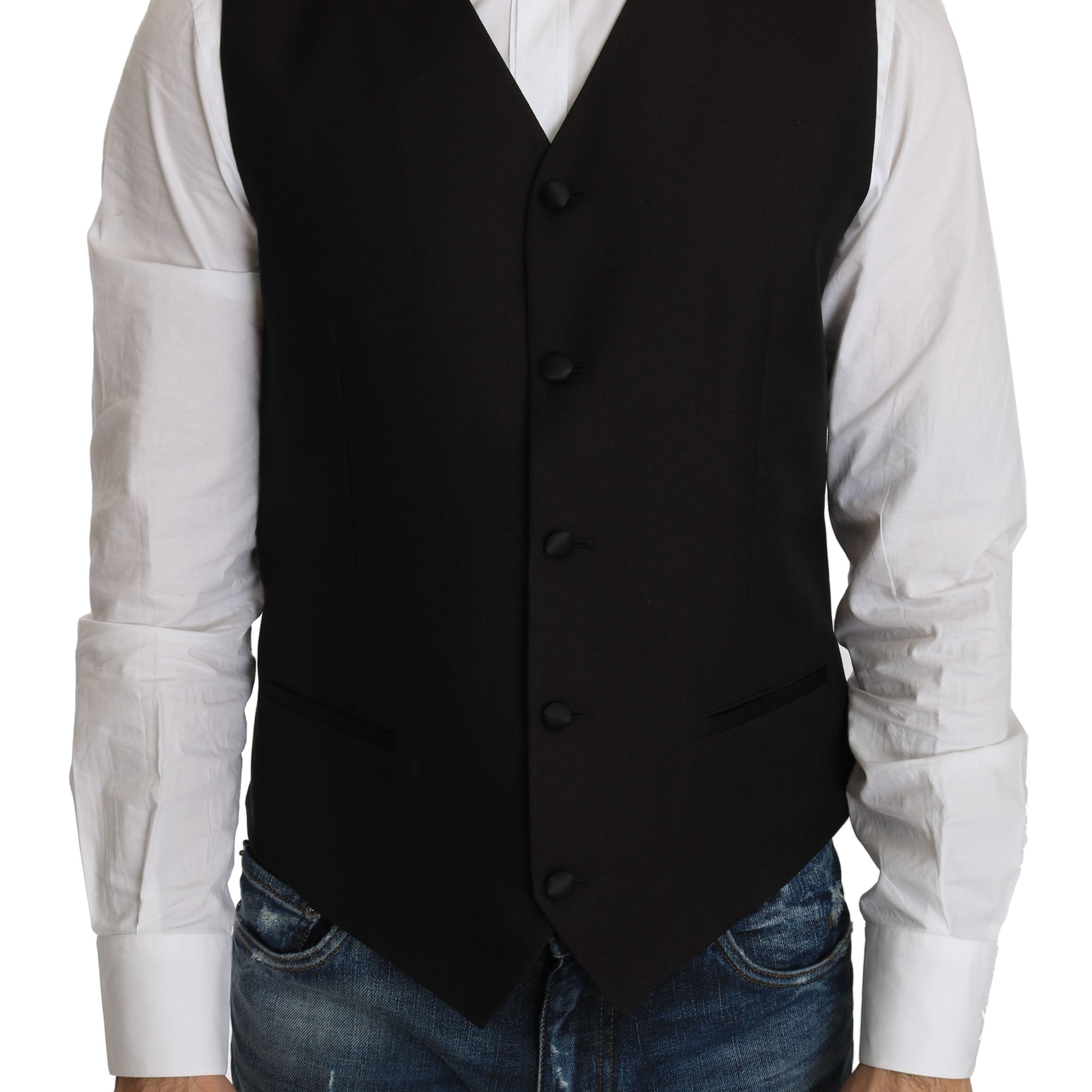 Dolce & Gabbana Black Silk Dress Waistcoat
