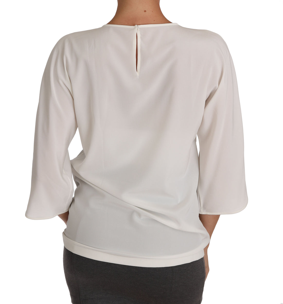 Dolce & Gabbana White Silk #dgfamily Crystal T-shirt - Whispers Of Wisdom Clothing