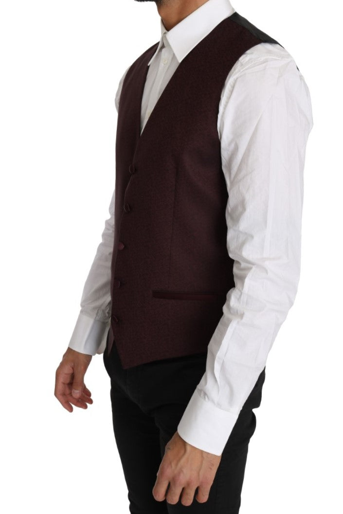 Dolce & Gabbana Purple Pattern Wool Silk Waistcoat Vest - Whispers Of Wisdom Clothing