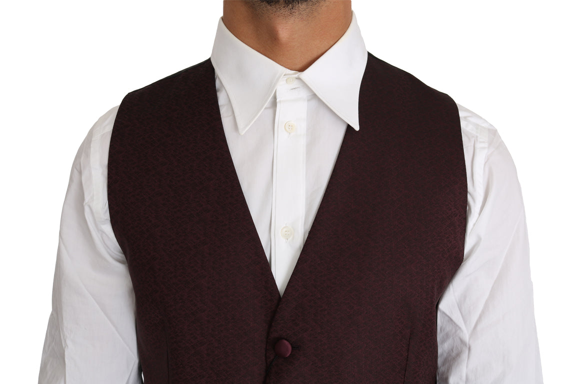 Dolce & Gabbana Purple Pattern Wool Silk Waistcoat Vest - Whispers Of Wisdom Clothing