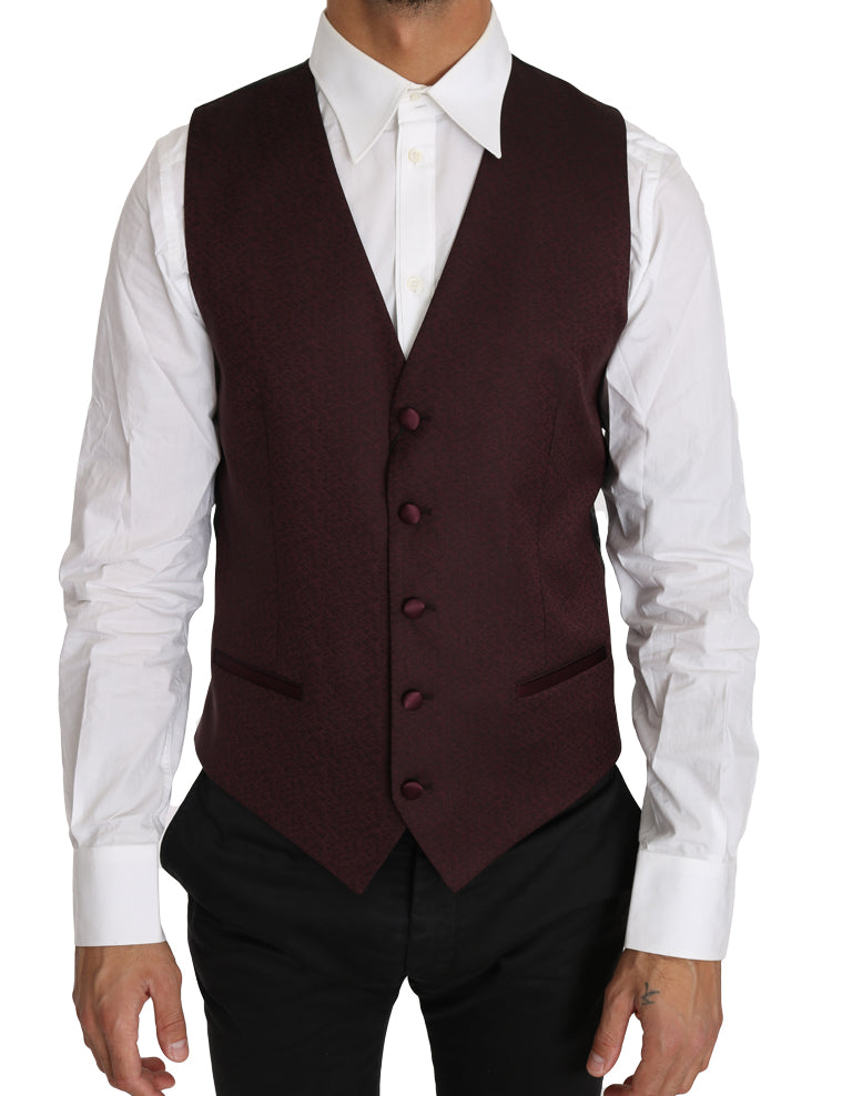 Dolce & Gabbana Purple Pattern Wool Silk Waistcoat Vest - Whispers Of Wisdom Clothing
