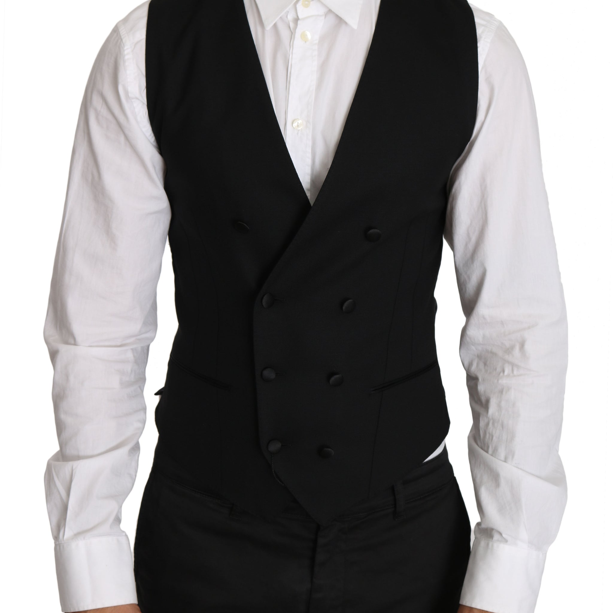 Dolce & Gabbana Gray Wool Double Breasted Waistcoat Vest