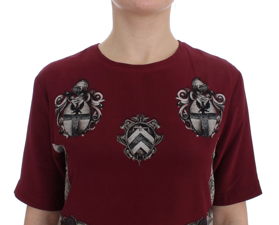 Dolce & Gabbana Red Knight Print Silk Blouse T-shirt - Whispers Of Wisdom Clothing