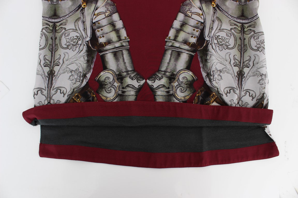 Dolce & Gabbana Red Knight Print Silk Blouse T-shirt - Whispers Of Wisdom Clothing