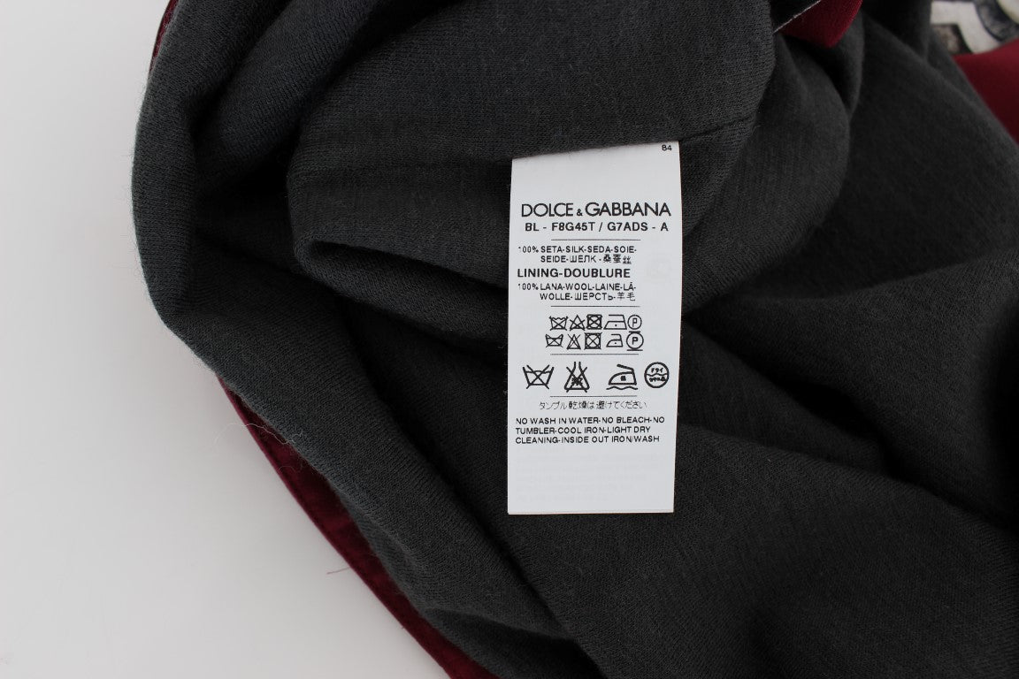 Dolce & Gabbana Red Knight Print Silk Blouse T-shirt - Whispers Of Wisdom Clothing
