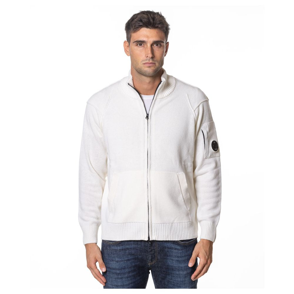 C.P. Company White Wool Men Cardigan