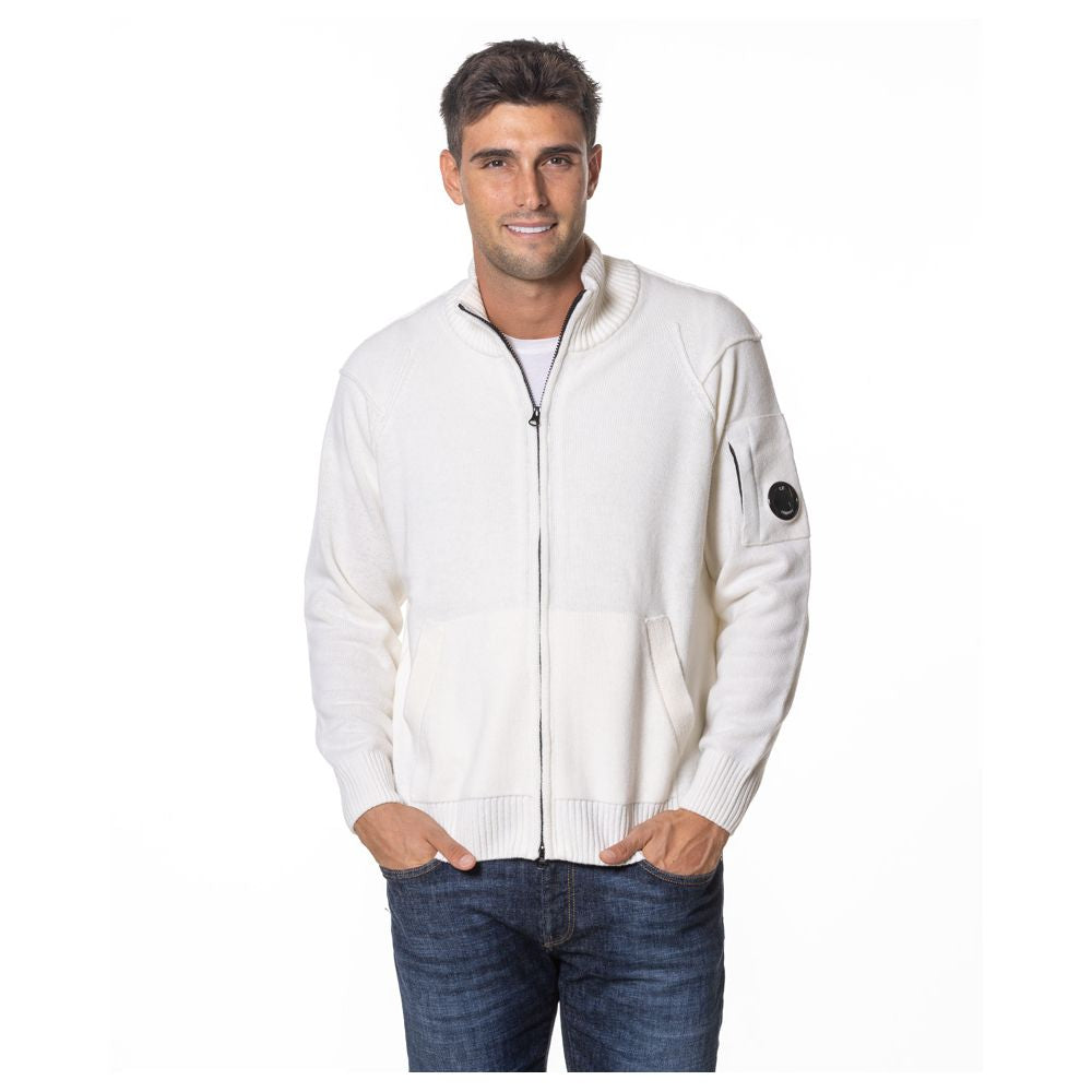 C.P. Company White Wool Men Cardigan