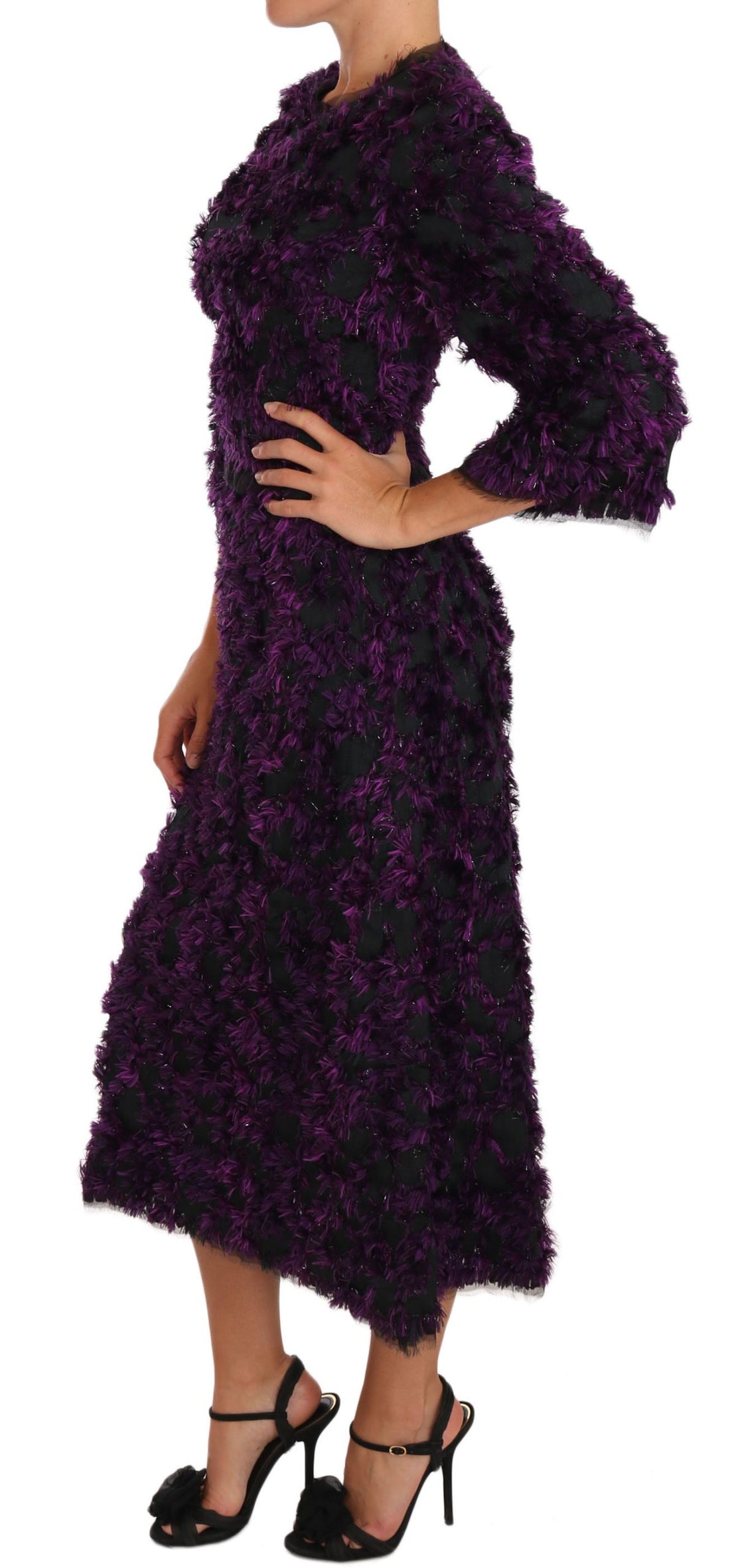 Dolce & Gabbana Purple Fringe Midi Sheath Dress - Whispers Of Wisdom Clothing