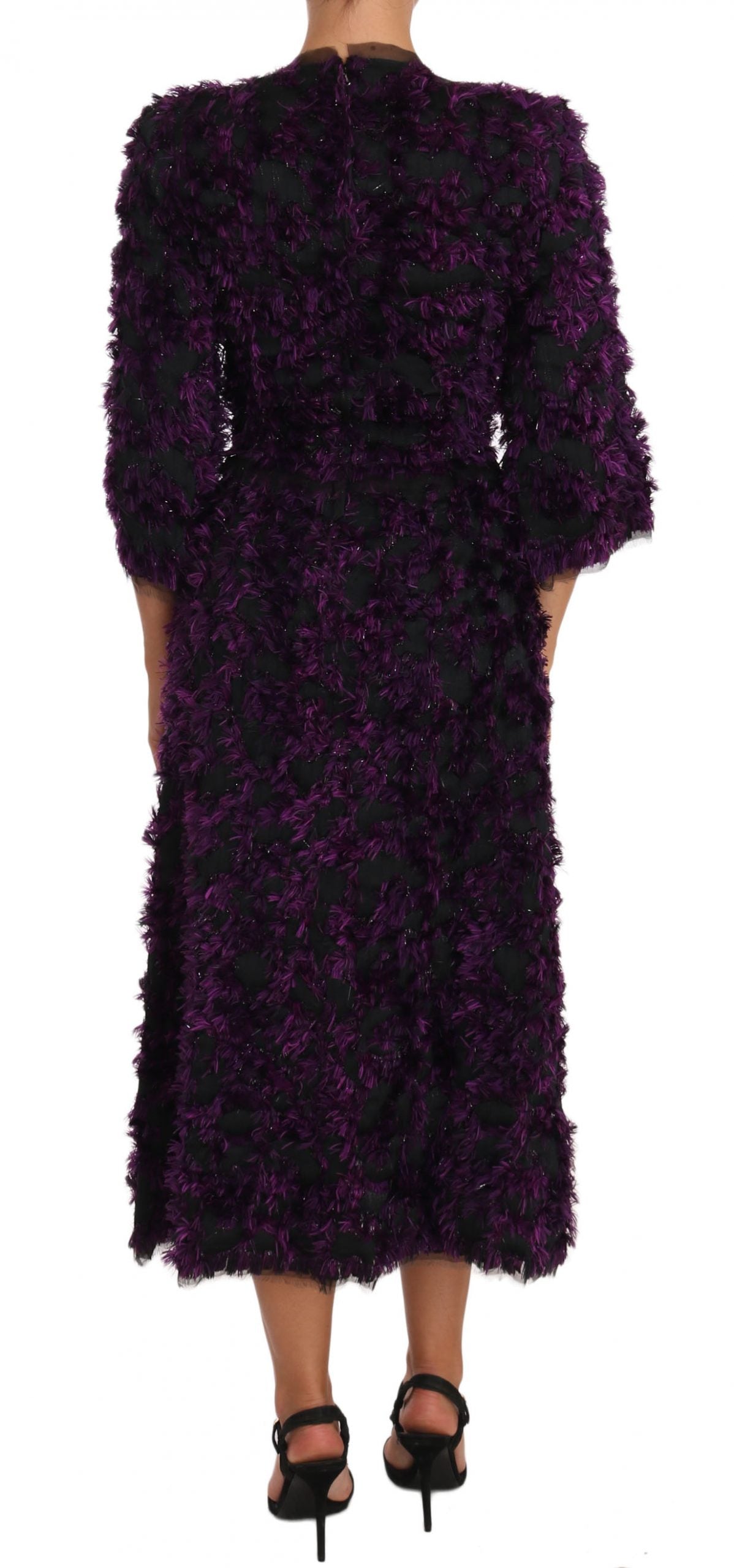 Dolce & Gabbana Purple Fringe Midi Sheath Dress - Whispers Of Wisdom Clothing