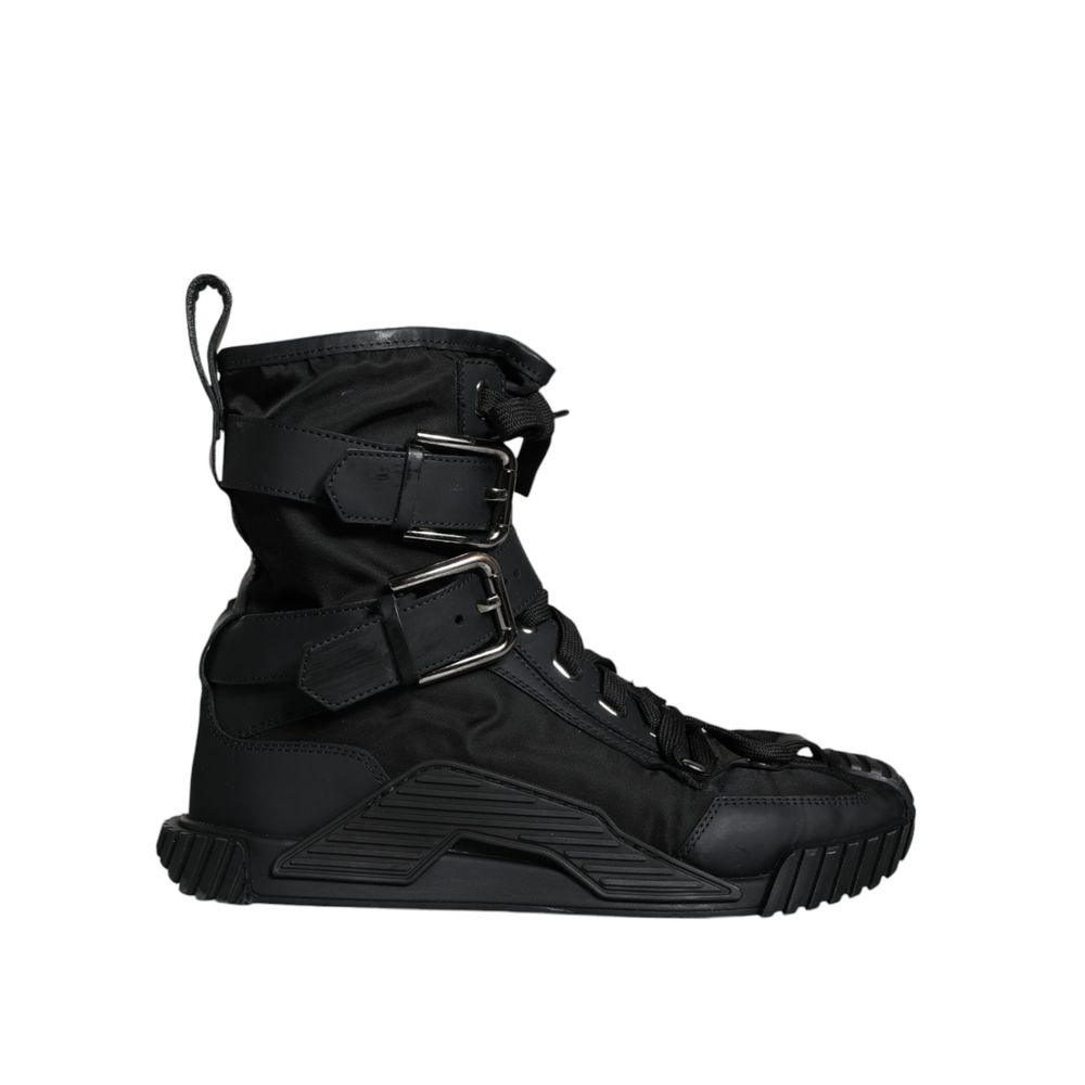 Dolce & Gabbana Black Nylon Lace-Up Boots