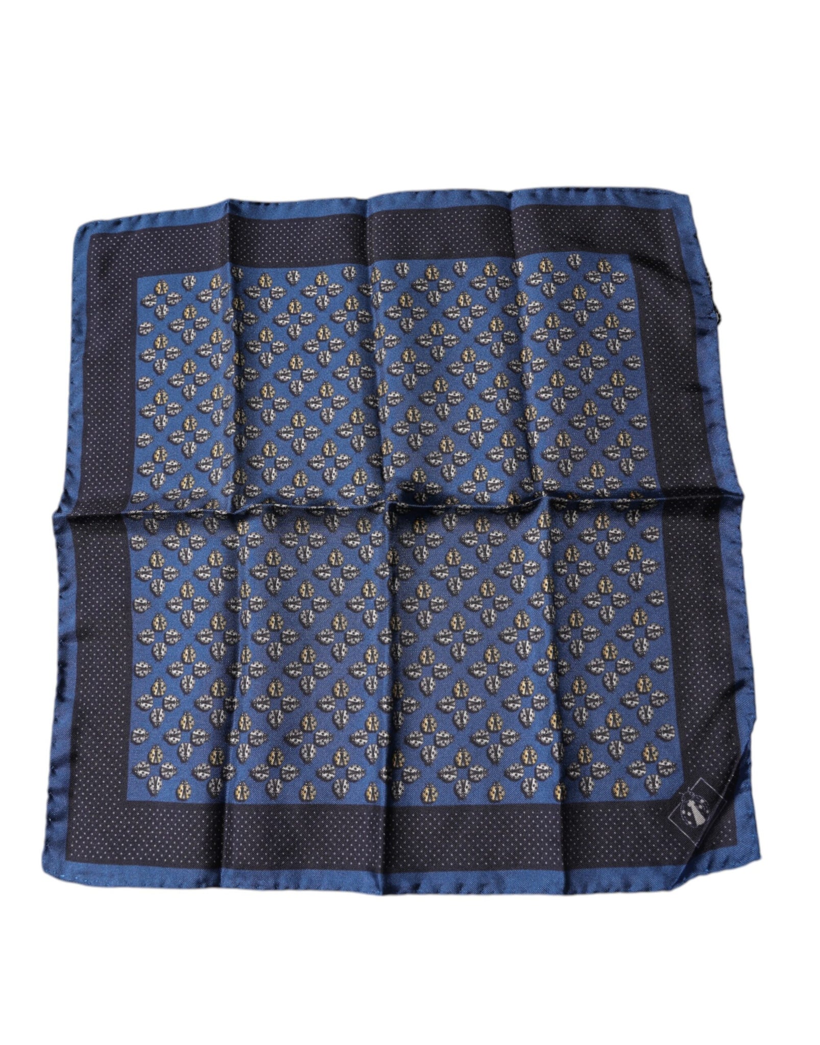 Dolce & Gabbana Blue Lady Bug Silk Square Handkerchief Scarf