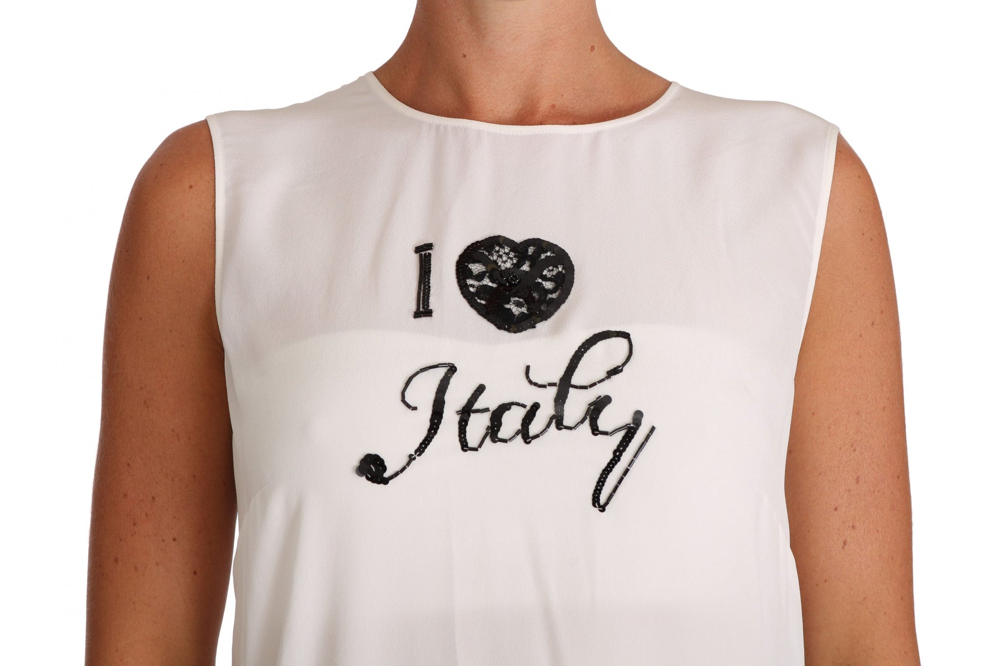 Dolce & Gabbana White Silk I LOVE ITALY Cami T-shirt - Whispers Of Wisdom Clothing