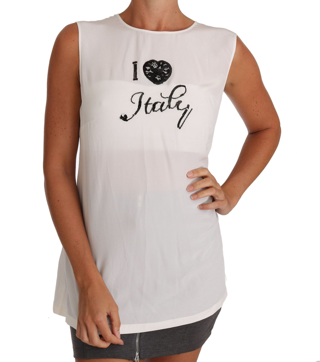 Dolce & Gabbana White Silk I LOVE ITALY Cami T-shirt - Whispers Of Wisdom Clothing