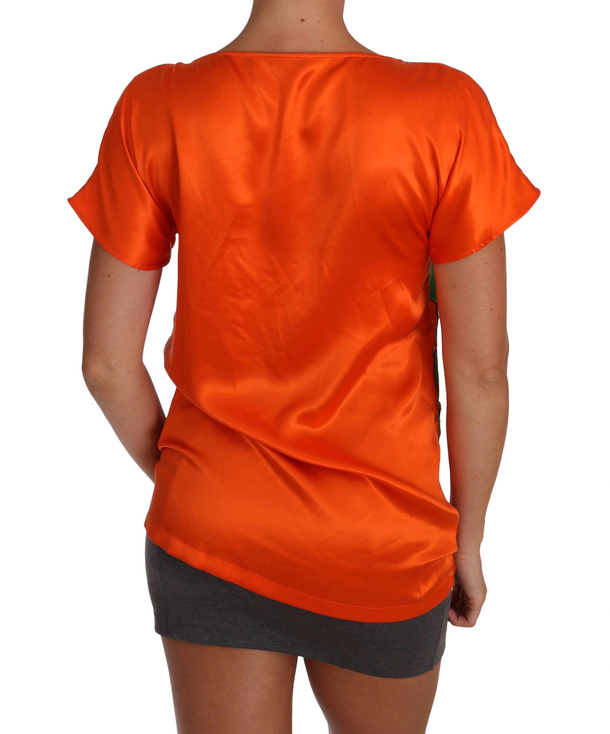 Dolce & Gabbana Silk Orange Lemon Crystal T-shirt Top - Whispers Of Wisdom Clothing