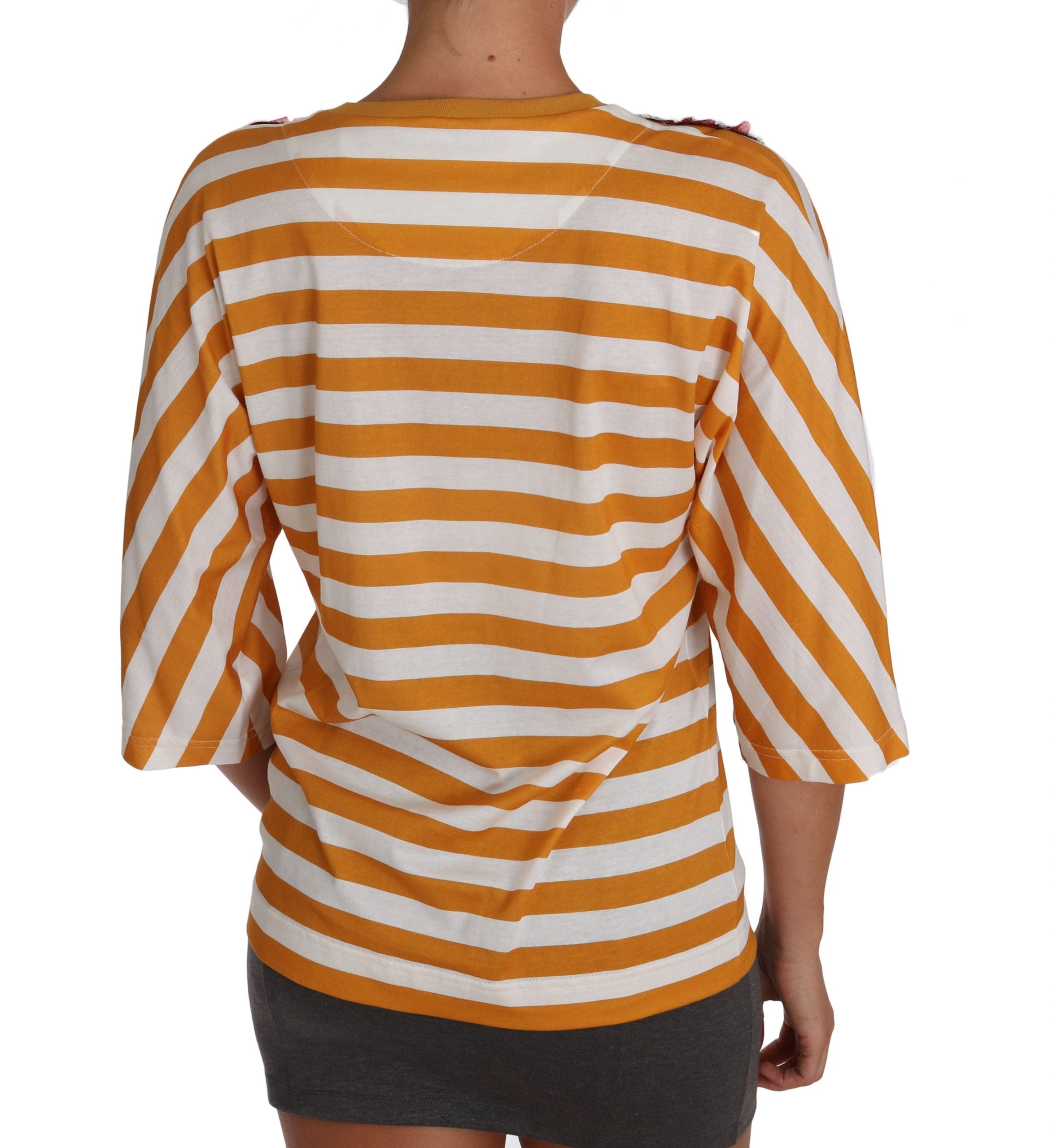 Dolce & Gabbana White Orange FIRENZE Top T-shirt - Whispers Of Wisdom Clothing