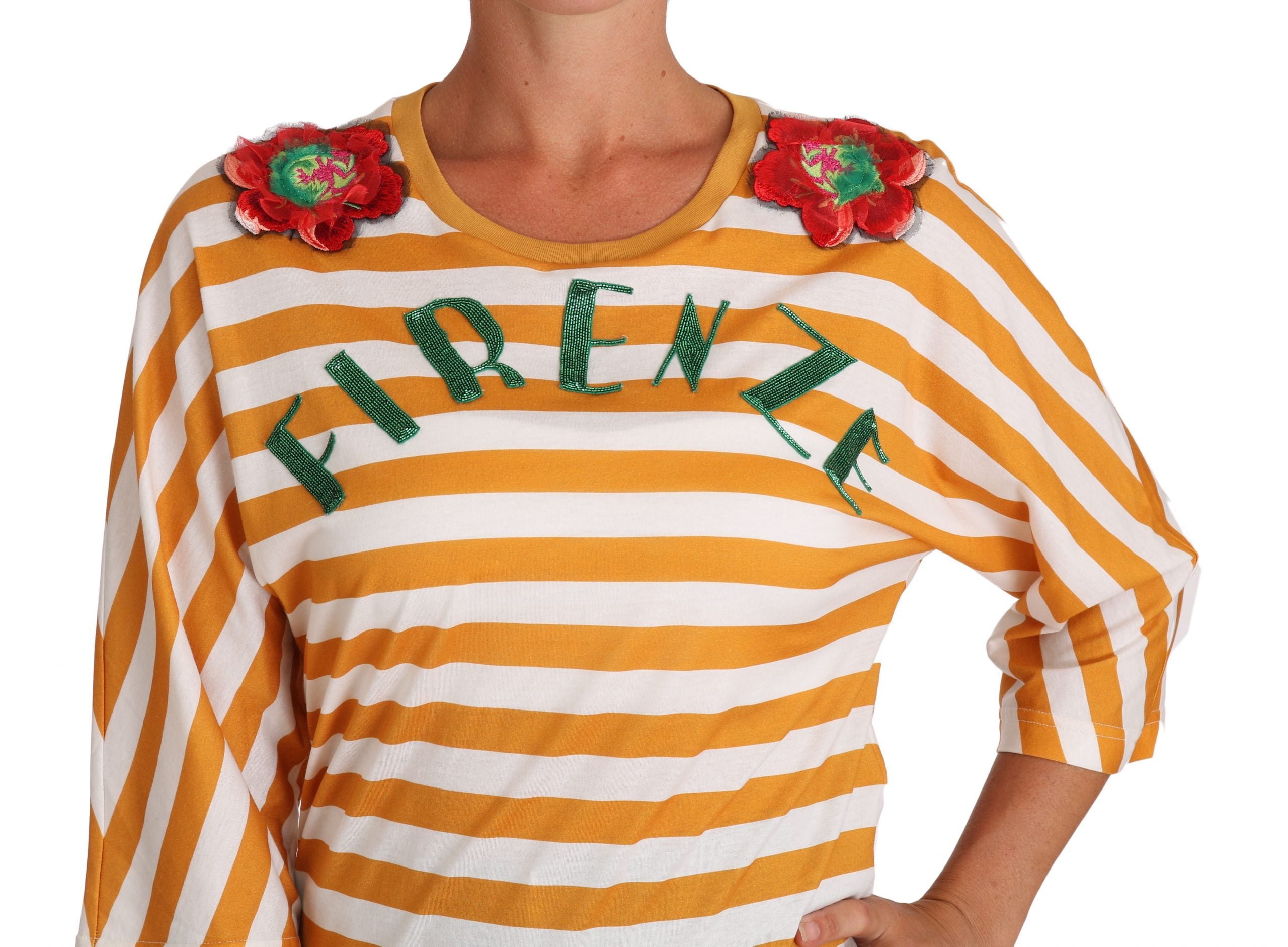 Dolce & Gabbana White Orange FIRENZE Top T-shirt - Whispers Of Wisdom Clothing