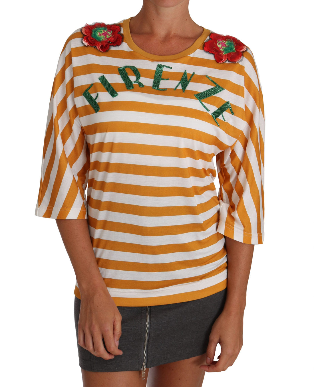 Dolce & Gabbana White Orange FIRENZE Top T-shirt - Whispers Of Wisdom Clothing