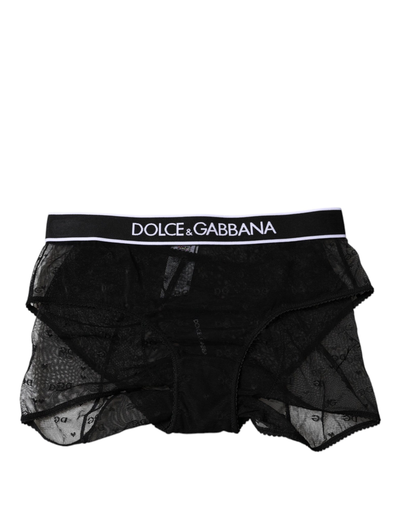 Dolce & Gabbana Black Tulle Nylon Mid Waist Panty Underwear