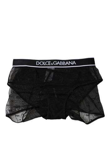 Dolce & Gabbana Black Tulle Nylon Mid Waist Panty Underwear