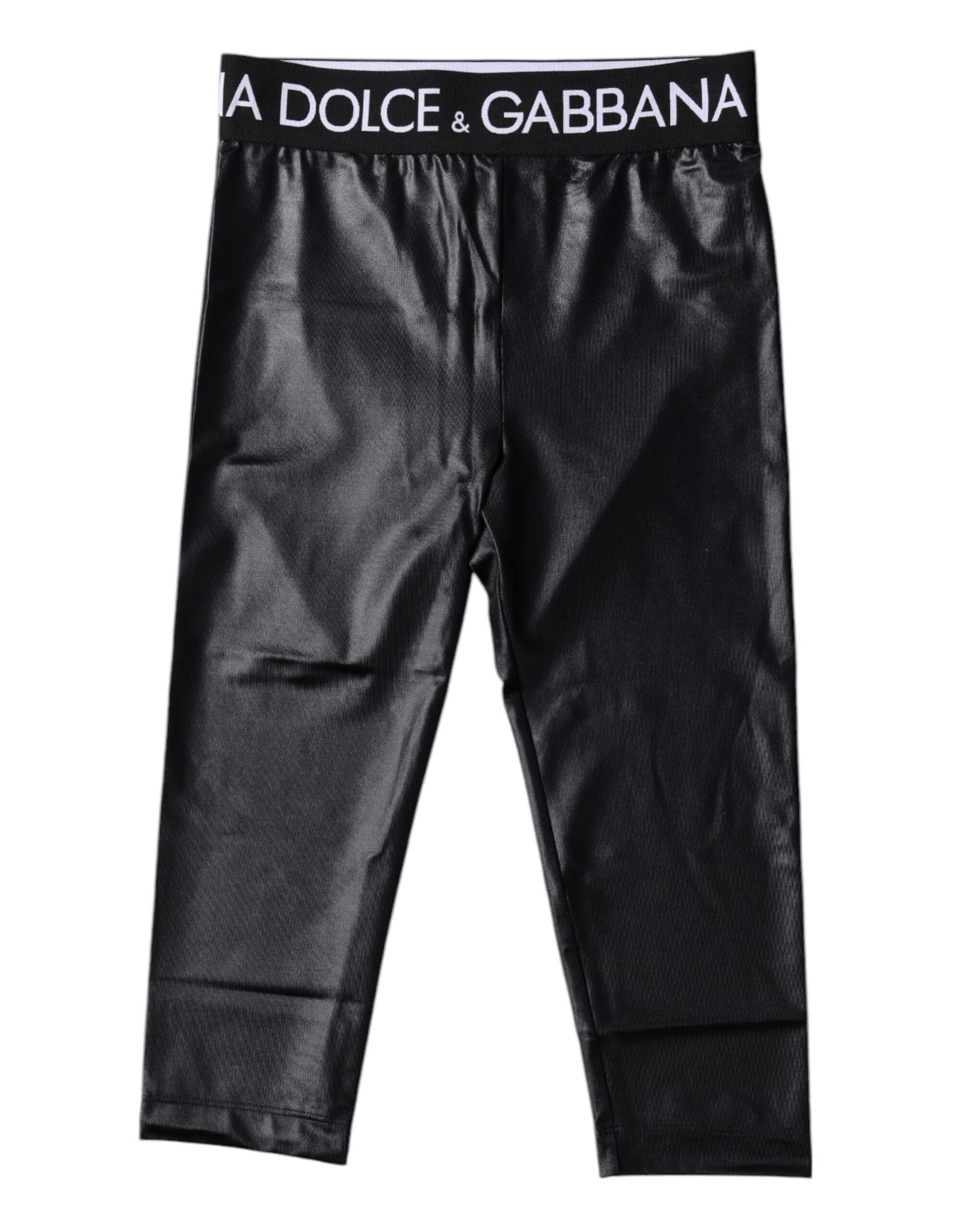 Dolce & Gabbana Black Logo Nylon Cropped Tights Pants Underwear