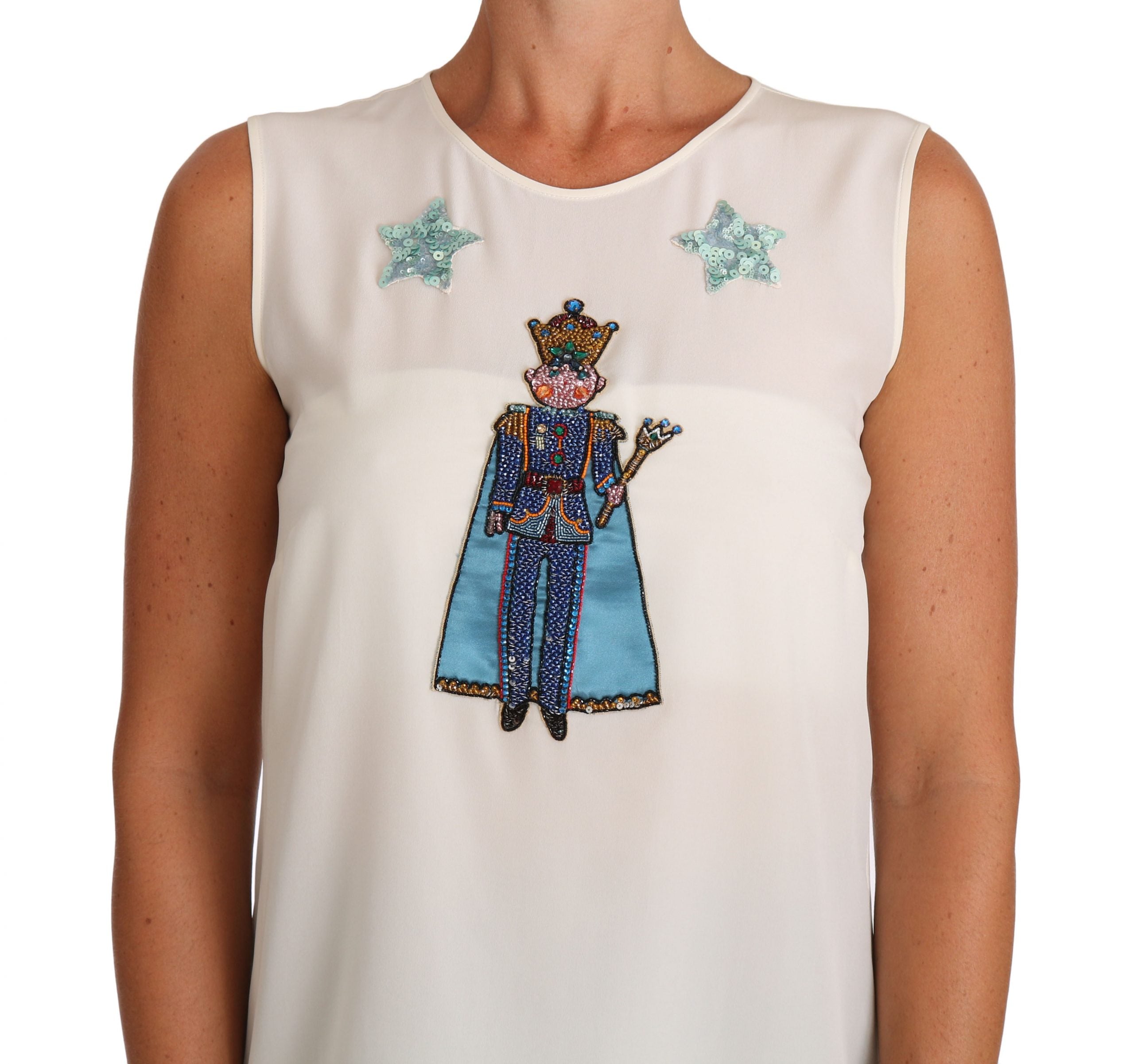 Dolce & Gabbana White Silk Crystal Sequined Fairy T-shirt - Whispers Of Wisdom Clothing