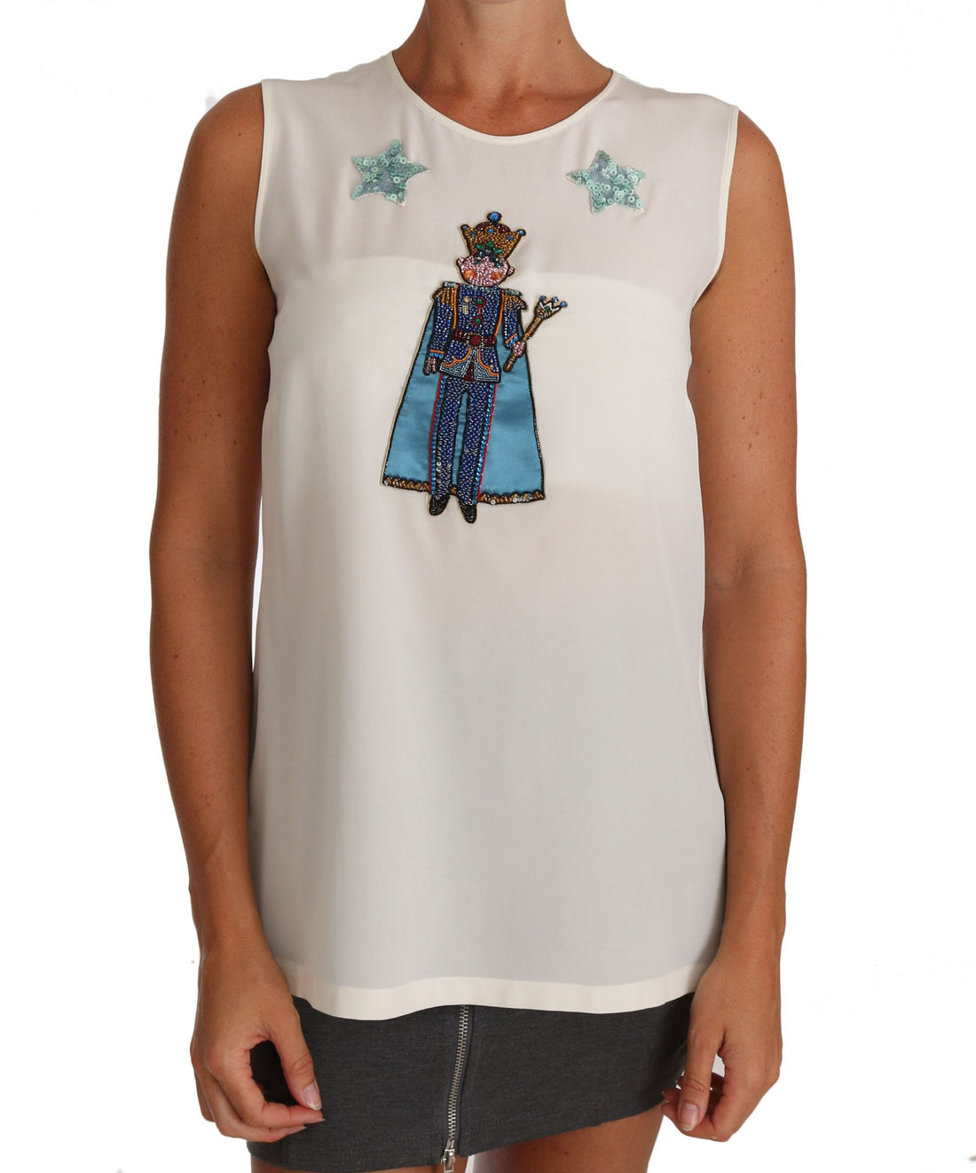 Dolce & Gabbana White Silk Crystal Sequined Fairy T-shirt - Whispers Of Wisdom Clothing