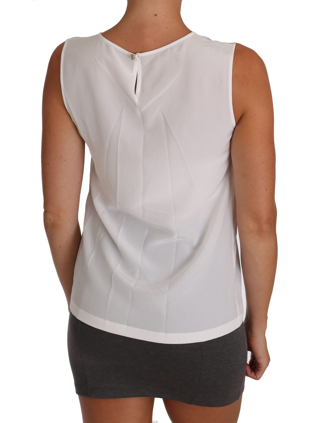 Dolce & Gabbana White Silk A-line Sleeveless Blouse T-Shirt Top - Whispers Of Wisdom Clothing