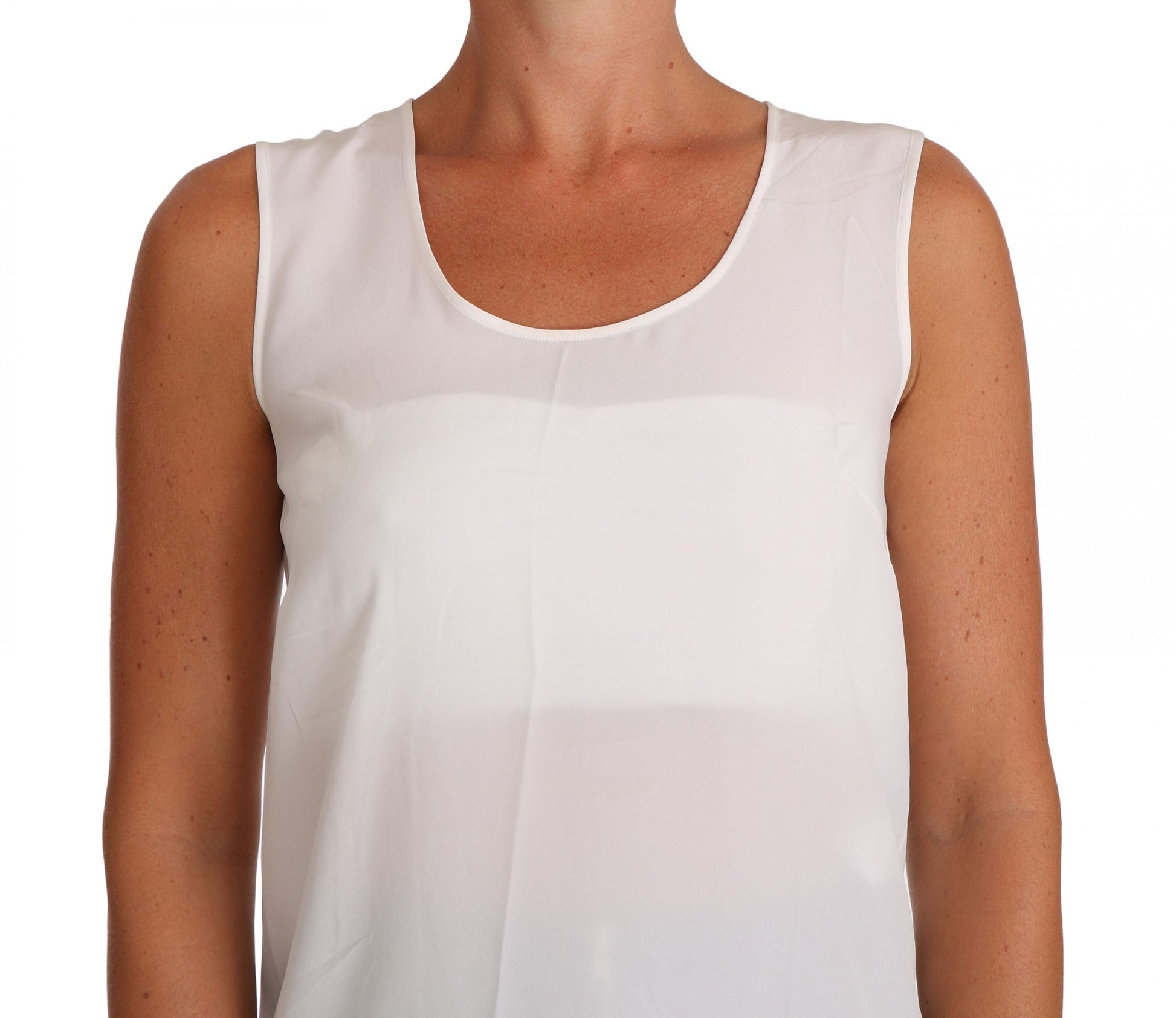 Dolce & Gabbana White Silk A-line Sleeveless Blouse T-Shirt Top - Whispers Of Wisdom Clothing