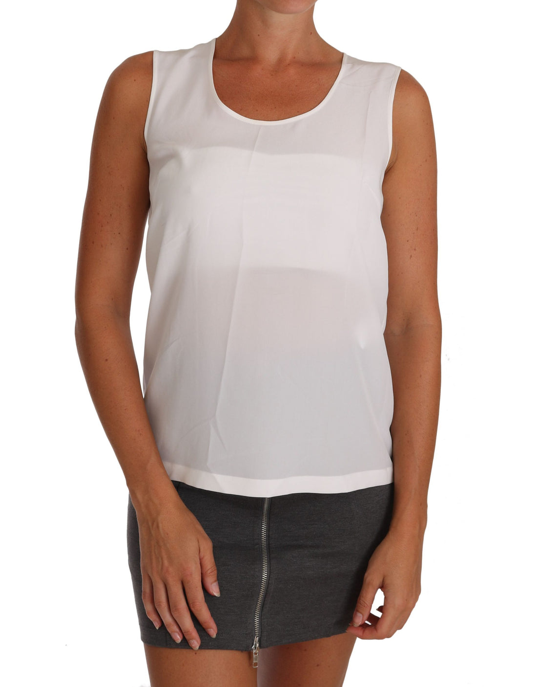 Dolce & Gabbana White Silk A-line Sleeveless Blouse T-Shirt Top - Whispers Of Wisdom Clothing