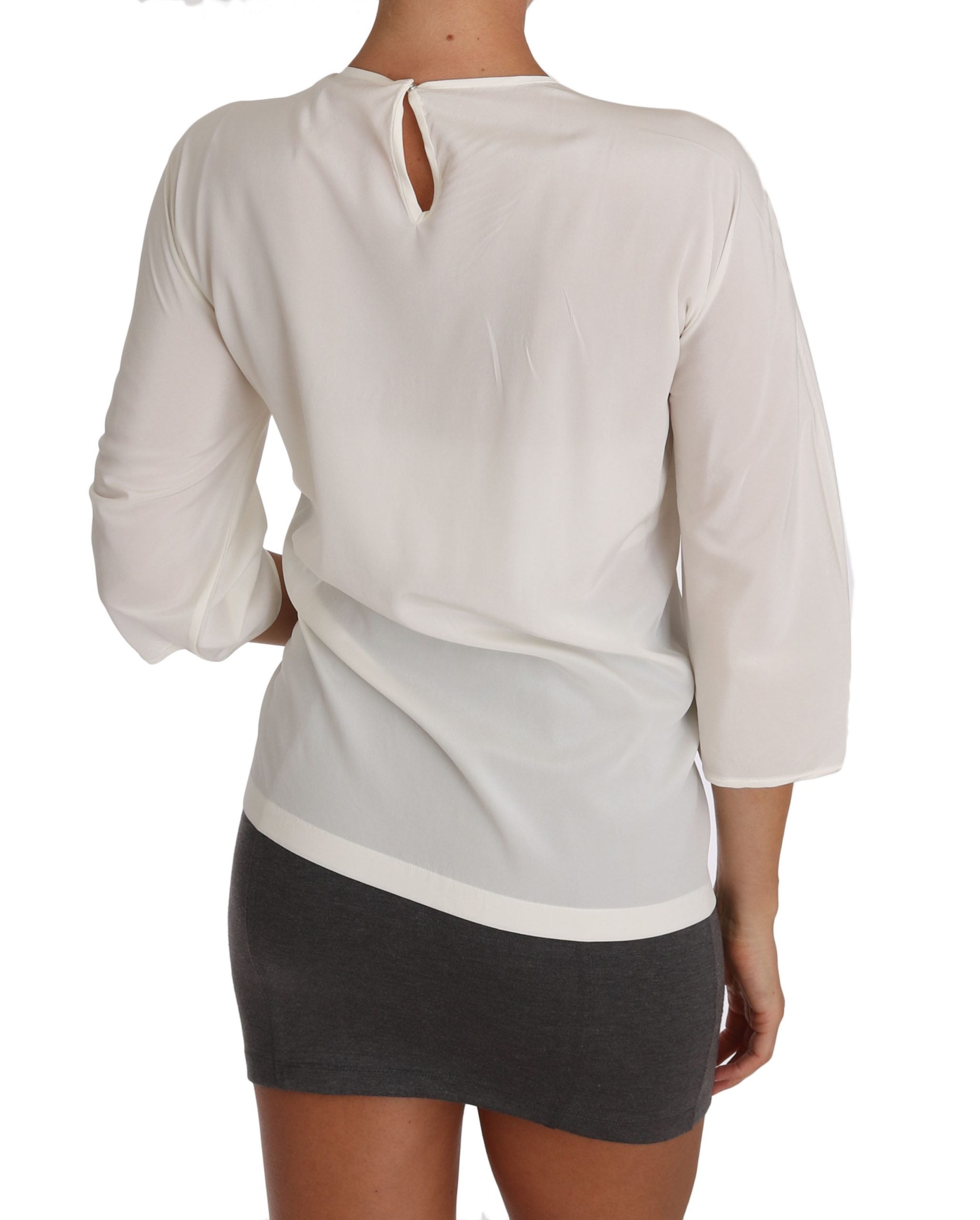 Dolce & Gabbana White Silk #dgfamily Blouse T-shirt - Whispers Of Wisdom Clothing