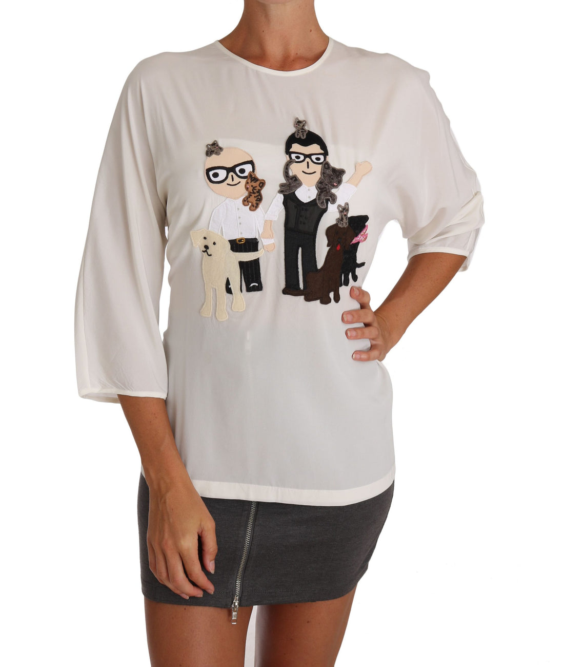 Dolce & Gabbana White Silk #dgfamily Blouse T-shirt - Whispers Of Wisdom Clothing